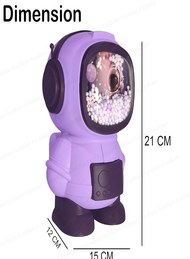 APEROL DESIGN Piggy Bank Astronaut Shaped Coin Box for Kids, Plastic Piggy Bank for Kid, Coin Box with Password Lock, Best Return Gifts for Kid (Purple) - Image 2